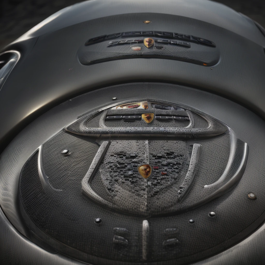high quality (((porsche))) (((logo))) 3d, lots of detail 4k, background is off ((forged carbon))