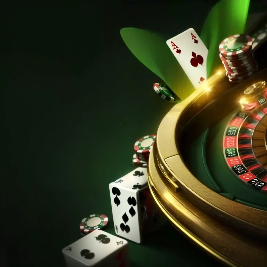 a casino table with dices and cards on it, casino, online casino logo, background image, gambling, indoor casino, gambles like no one, high picture quality, rolling dice, poker, game background, playing poker, dices, cover shot, inside a casino, gaming table, gamin, futuristic casino, gold and green, poker card style, wsop