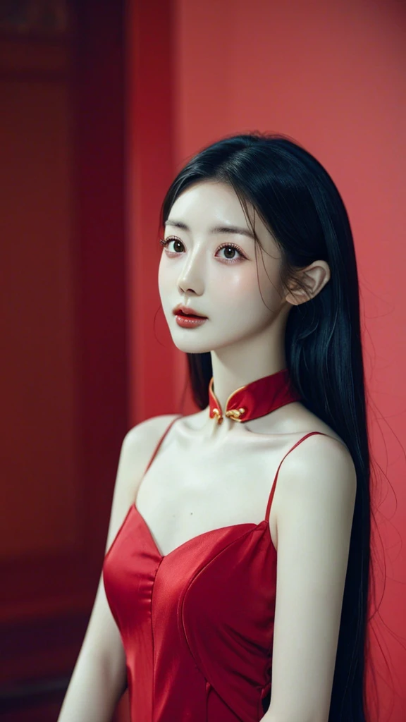 Red Chinese dress, 1 Girl, Solitary,