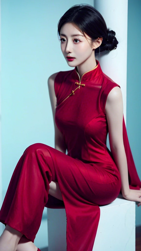 Red Chinese dress, 1 Girl, Solitary,