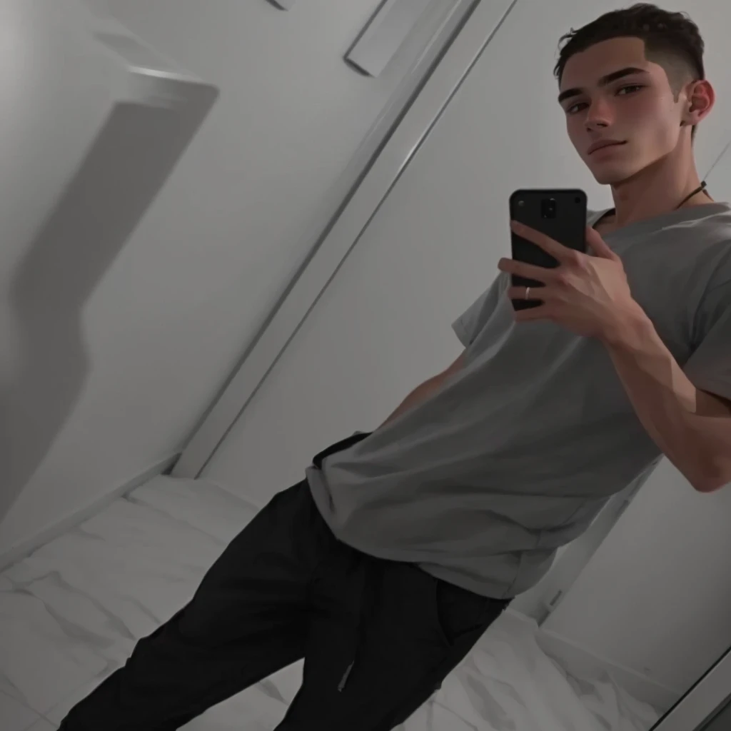 chiseled man taking a selfie in the bathroom mirror, 18 years old, about 19 years old, 1 6 years old, Matthew 9 5, very low quality image, photo by full body, about 20 years old, Youngh, Christian cline, ele tem about 20 years old, he is about 20 years old, homem Youngh e magro