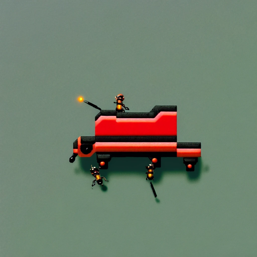 A top-down view of an ant designed in the 16-bit art style reminiscent of a Super Nintendo era game.