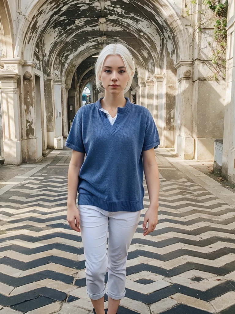 white hair, girl, profile picture, blue eyes