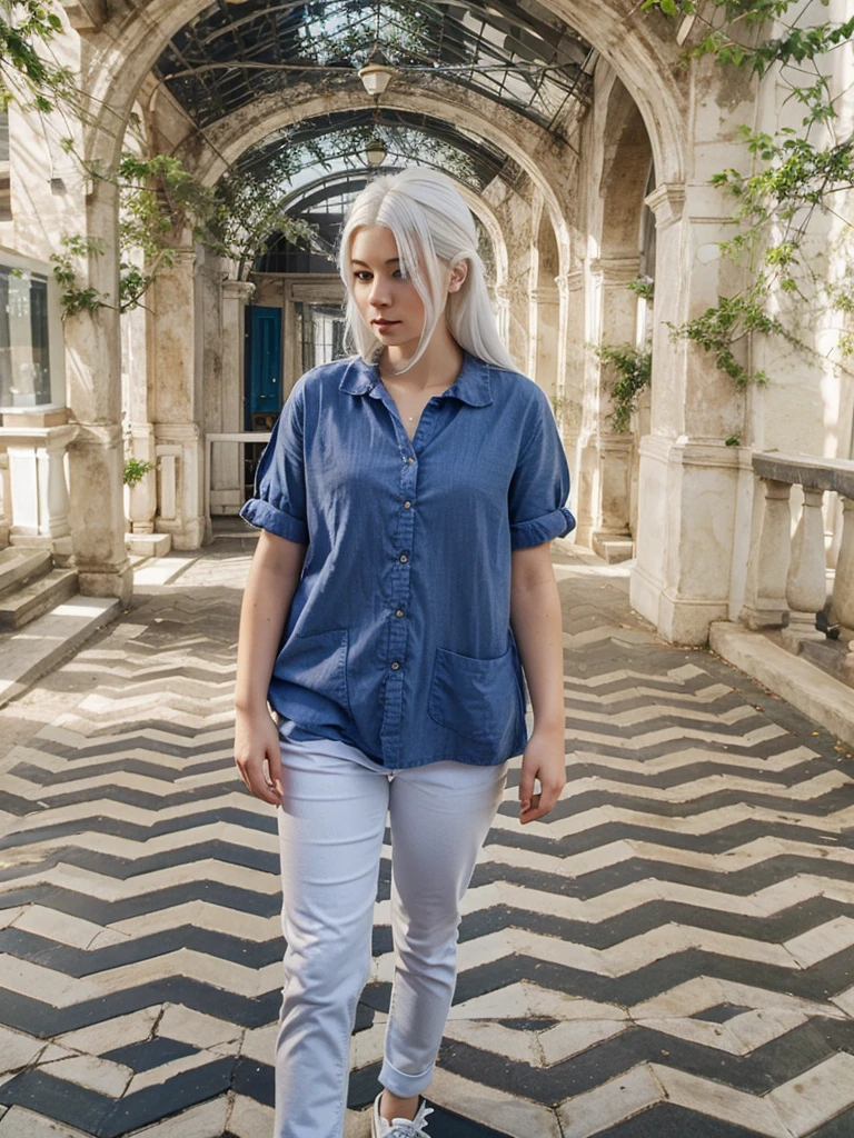 white hair, girl, profile picture, blue eyes