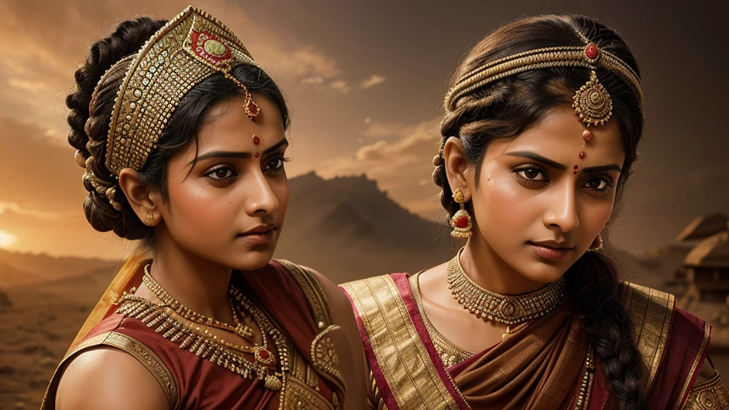 create a image in which the image of Indian women warrior Rani Laxmibai, Begum Hazrat Mahal, Rani Durgavati.4k
