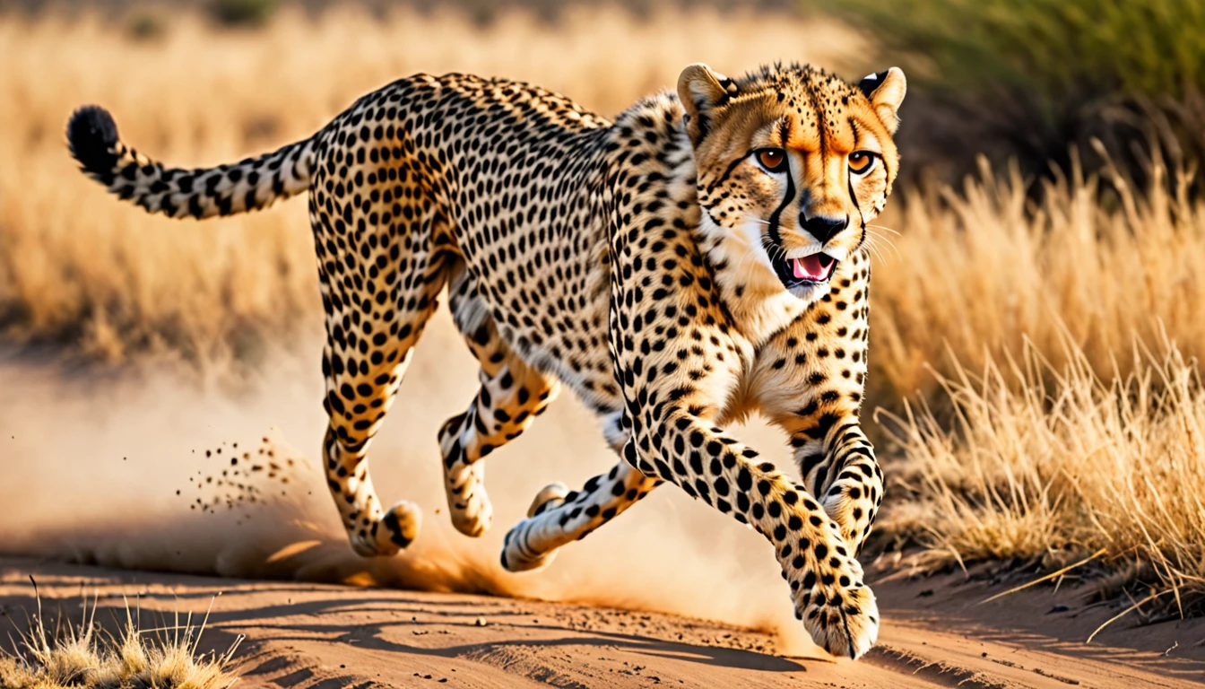 score_9, score_8_up, score_7_up, source_photo, photography, realistic, detailed, rating safe, wide shot, A Cheetah, running faster,