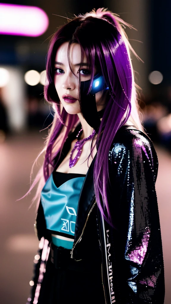 フェイスペイントをしたサイボーグのBeauty, whole body, cyber punk, Fashion Model, Beauty, Francis Bacon's painting style