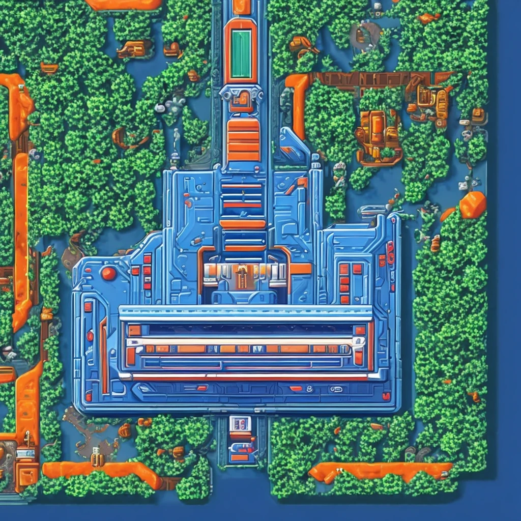 A top-down view of a simple spaceship oriented northward, designed as a player's ship in the 16-bit pixel art style, evocative of the Super Nintendo era.