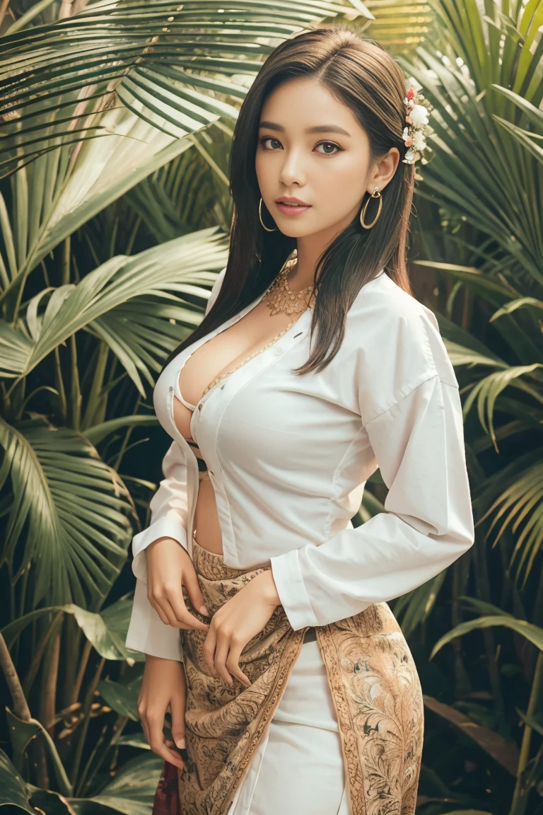 a myanmar woman in a red  posing for a picture, sexy, perfect boob, wearing burmese dress , outdoors, old building, old damage scary structure, night, plants,smile, mixed myanmar, background blur, focus, professional photography, dynamic angle shot, film grain, bokeh, ray tracing, dynamic lighting, tilt camera, from front shot, lens flare,
(((masterpiece))), ((best quality)), , ((intricate detailed)), ((realistic)), (50mm Sigma f/1.4 ZEISS lens, F1.4, 1/800s, ISO 100, photograpy:1.1), perspective,, mature woman, highly detailed, illustration, 1girl, big breasts, beautiful detailed eyes,long hair, bang, brown hair, brown eyes, black , earrings, detailed background, perfect eyes,  eyes, looking at the viewer, from front ,
 (Best quality, 8k, Masterpiece :1.3)), Sharp focus :1.2, A pretty woman with perfect figure :1.4, Slender abs :1.2, ((Dark brown hair, Big breasts :1.2)), (White button up long shirt :1.1), City street:1.2, Highly detailed face and skin texture, Detailed eyes, Double eyelid,
photoreal acmm ss outfit, wearing acmm top, light white acmm top, short sleeves, buttons, wearing acmm long skirt, white and dark green acmm long skirt, acmm ls outfit, wearing acmm top, white acmm top, long sleeves, wearing acmm long skirt, dark green acmm long skirt, printed skirt