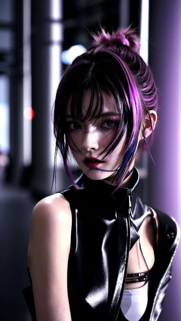 フェイスペイントをしたサイボーグのBeauty, whole body, cyber punk, Fashion Model, Beauty, Francis Bacon&#39;s painting style