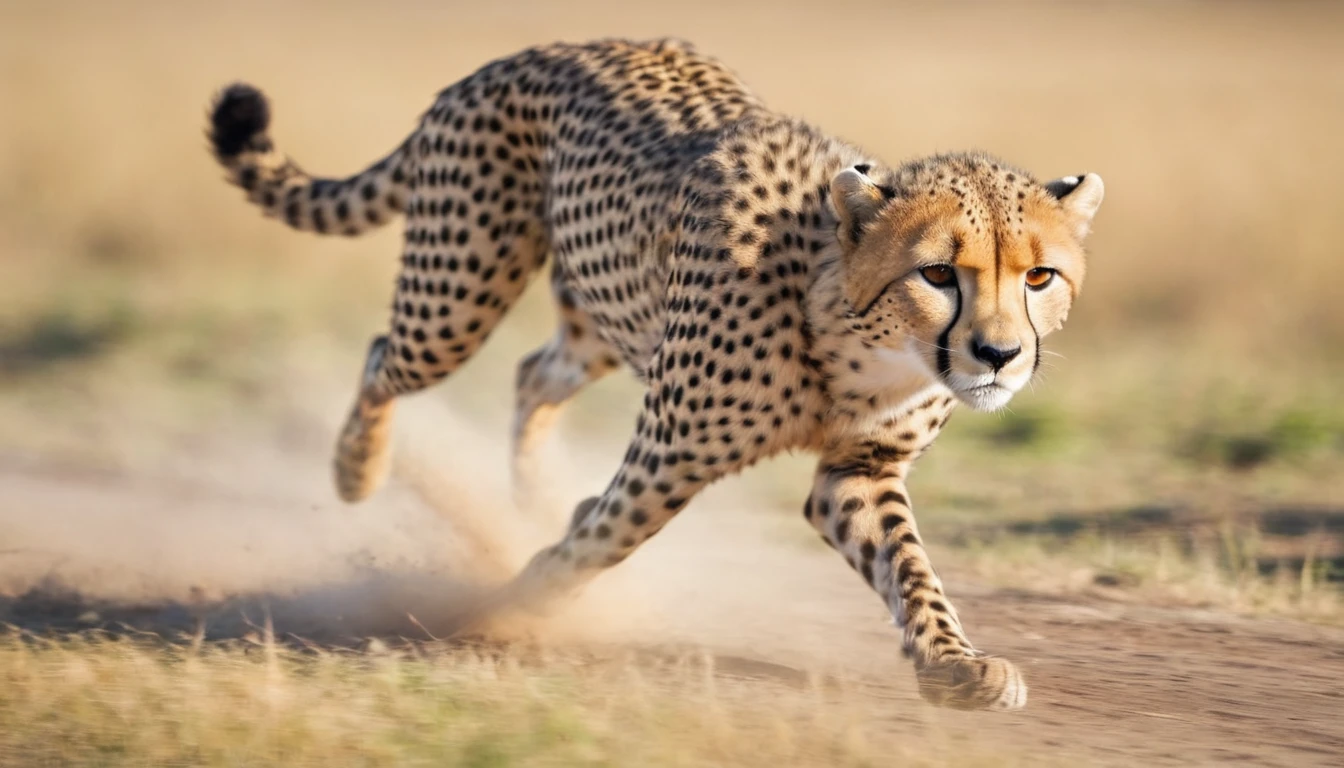 A Cheetah,motion blur, (running),Blur background, E7E48U