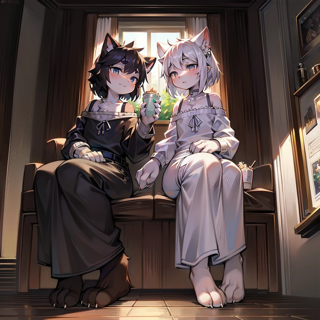Highest image quality，masterpiece，Orcs，paw+（Four fingers）+White+（White爪尖），Breaking the handheld latte+（single）+catch+Black+（paper cup+Hot drink lid）+In the hand，Delicate eyes，Normal eyes，White eyebrows，Black and white ears+（Cat ears）+Round ears+Gentle，（Cat&#39;s Tail）+thick+In the lower back+Uniform thickness，（White hair），hairy，White头发，charming，Handsome teenager，（Break the red scarf），Black pupil，（Night view），White头发，Through the interweaving of light and shadow，Short hair details，Lively+street+crowd，There is God&#39;Bright Eyes，City，winter background，warmth，2023，（Black外套+Long sleeve），Solitary，（new year），（Oval face），snowflake，Random