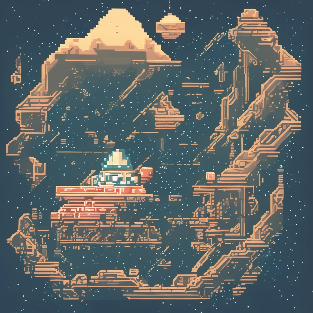 Envision a top-down perspective of a straightforward spaceship facing north, crafted in the 16-bit pixel art style reminiscent of the Super Nintendo era, with the aesthetic of chalk art, pixel art, and hand-drawn elements.