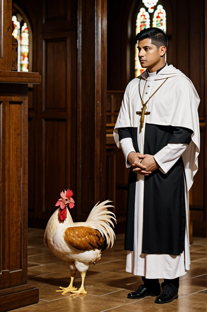 Chicken being a priest