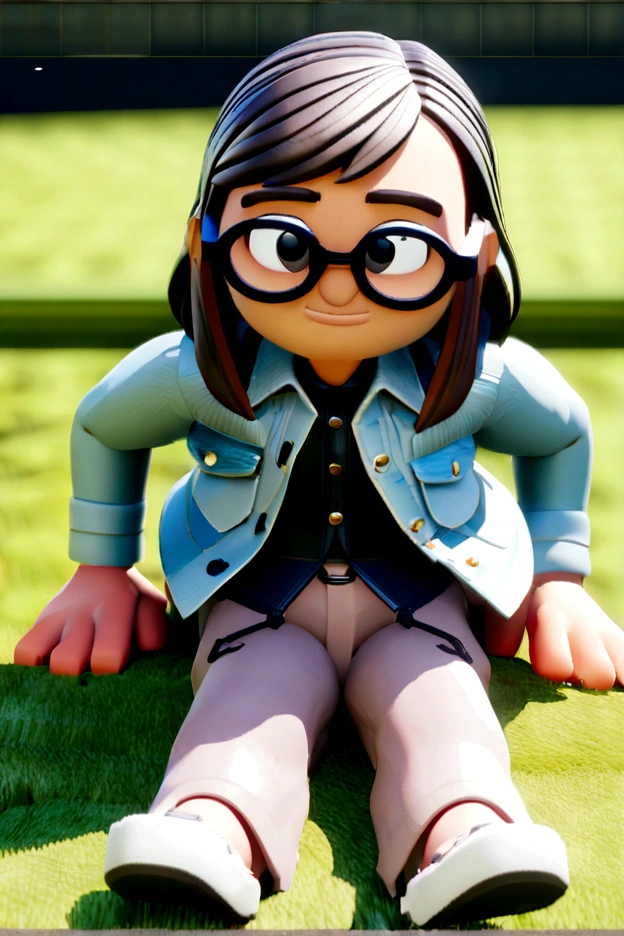 Cartoon character of a man in black glasses and blue shirt, an animated character, stylized character, animation style rendering, 3d stylized, Arnold Maya rendering, Stylized 3D rendering, toon render screenshot, 3d character, 3d character, Stylized 3D rendering, 3D character rendering, cartoon character, Personagem de close up, character posing, (Pixar-style) (master part:1.2) (bokeh) (best qualityer) (skin detailed) (detailed texture) (8K) (Argilla) (cinematic lighting) (sharp focus,Sit down and lift your upper body