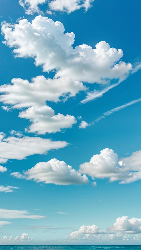 tree, no humans, cloud, sky, outdoors, house, day, smile, blue sky, aqua background, Rich colors, white cloudsï¼ aqichahua, illustration, flat color, Flat style, ocean, (Masterpiece), (best quality)