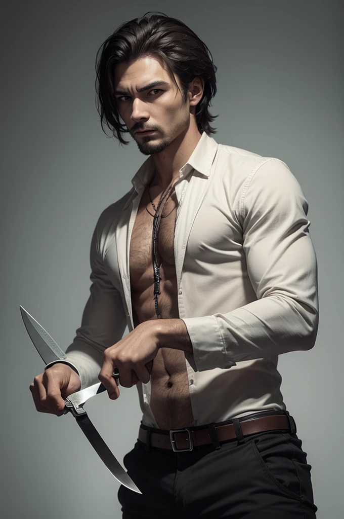 Make a man with a knife in his hand