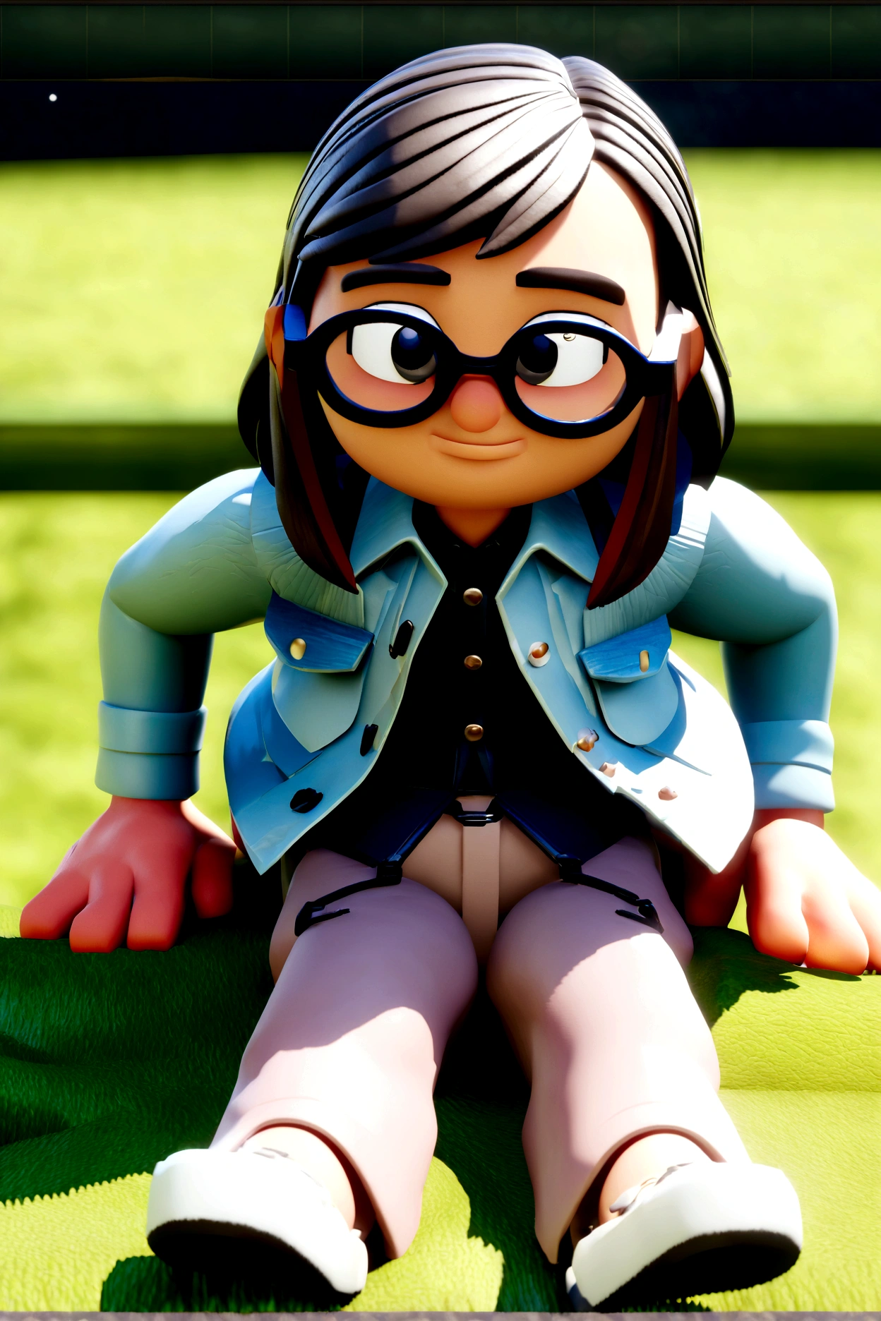 Cartoon character of a man in black glasses and blue shirt, an animated character, stylized character, animation style rendering, 3d stylized, Arnold Maya rendering, Stylized 3D rendering, toon render screenshot, 3d character, 3d character, Stylized 3D rendering, 3D character rendering, cartoon character, Personagem de close up, character posing, (Pixar-style) (master part:1.2) (bokeh) (best qualityer) (skin detailed) (detailed texture) (8K) (Argilla) (cinematic lighting) (sharp focus,Sit down and lift your upper body
