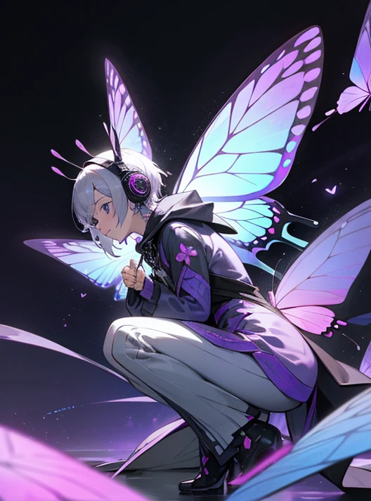 A beautiful boy with striking black eyes, light pink straight hair, glowing white skin, extremely detailed, fractal art elements, floral textures, dynamic pose, abstract background, butterfly skin, many colors, earrings, butterfly, night scene, full of notes, decorative panel, abstract art background, side view, overflowing butterflies
An adorable chipmunk with fluffy fur, silver blue outfit, hoodie, headphones, modern and inorganic background, bright lighting, vibrant colors, outside in Korea, idol
A background with a purple butterfly image
A background with a night city image
Butterfly, butterfly, butterfly, butterfly
imagecolorpurple