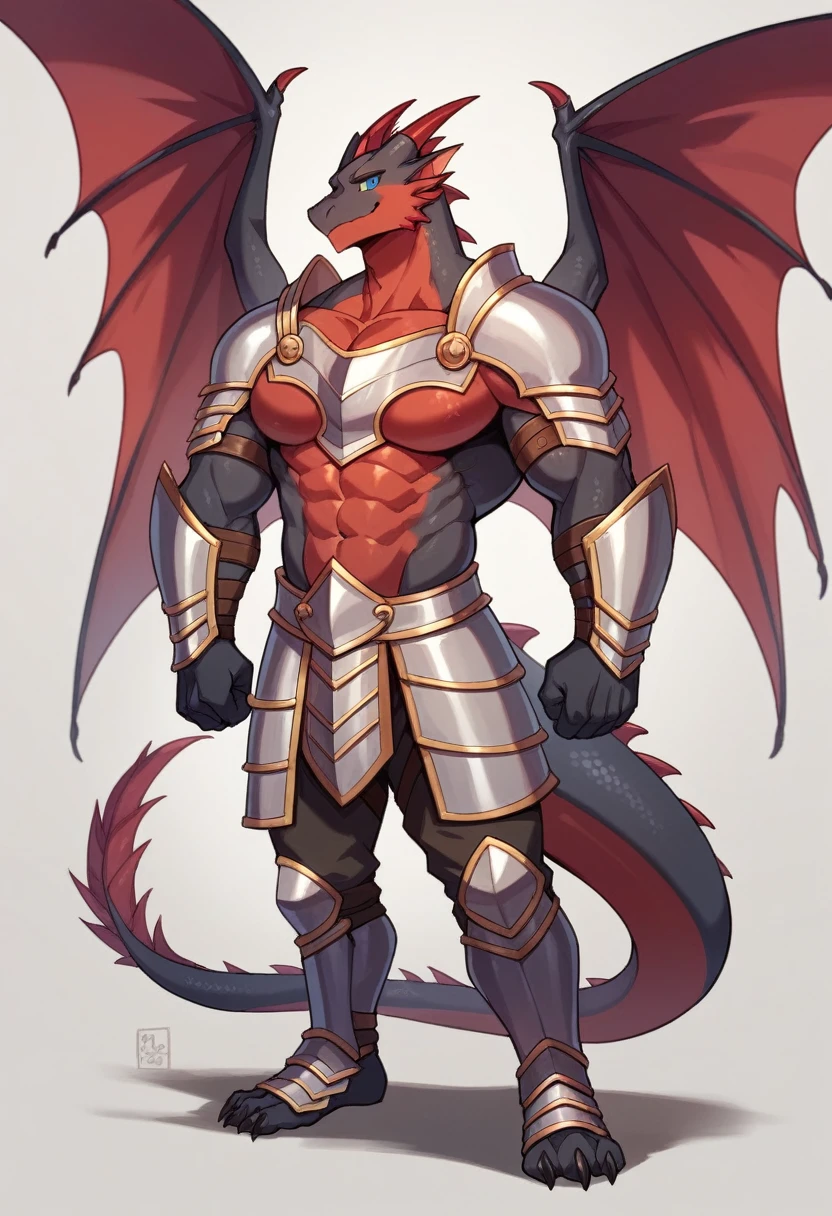 masterpiece, best quality, photography, {standing}, smooth skin, ultra realism shading, anthro, solo, {dragon}, kemono, {partially clothed}, armor, loincloth, {{rembrandt}}, muscular, abs, {medieval}, digitigrade, portrait, close-up