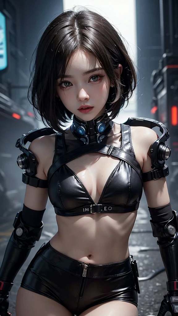 8K,beautiful,cyber punk,cyber punkな街並み,Charming girl at 18 years old,sexy,Baby Face,Bobcut