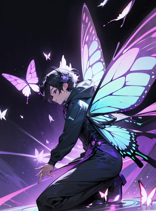 A beautiful boy with striking black eyes, light black straight hair, glowing white skin, extremely detailed, fractal art elements, floral textures, dynamic pose, abstract background, butterfly skin, many colors, earrings, butterfly, night scene, full of notes, decorative panel, abstract art background, side view, overflowing butterflies
An adorable chipmunk with fluffy fur, silver blue outfit, hoodie, headphones, modern and inorganic background, bright lighting, vibrant colors, outside in Korea, idol
A background with a purple butterfly image
A background with a night city image
Butterfly, butterfly, butterfly, butterfly
imagecolorpurple