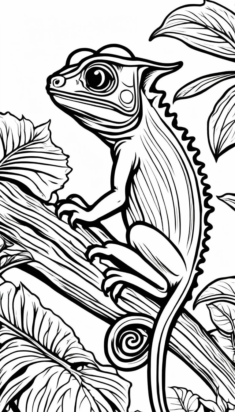 A cameleon,cartoon, ,Coloring Book, ColoringBookAF,