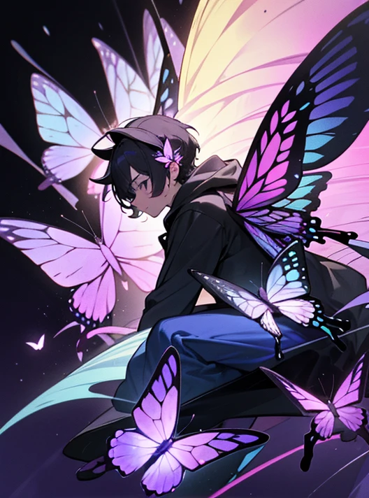 A beautiful boy with striking black eyes, light black straight hair, glowing white skin, extremely detailed, fractal art elements, floral textures, dynamic pose, abstract background, butterfly skin, many colors, earrings, butterfly, night scene, full of notes, decorative panel, abstract art background, side view, overflowing butterflies
An adorable chipmunk with fluffy fur, silver blue outfit, hoodie, headphones, modern and inorganic background, bright lighting, vibrant colors, outside in Korea, idol
A background with a purple butterfly image
A background with a night city image
Butterfly, butterfly, butterfly, butterfly
imagecolorpurple
