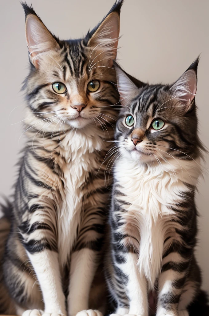 Crie uma imagem em estilo pixar de uma gata da raça maine coon com a cor black silver classic tabby & white and with hazel eyes