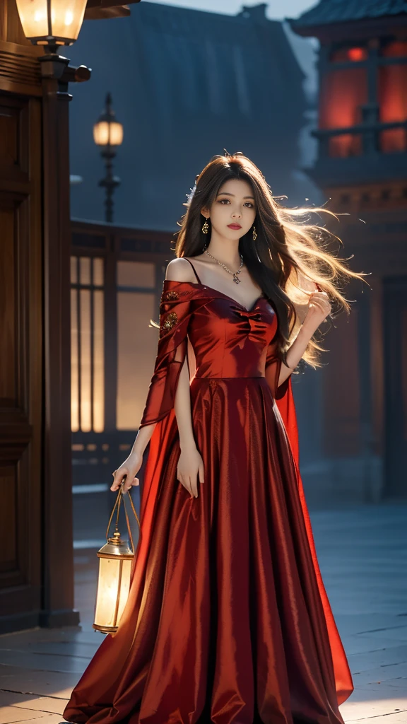 1 Girl, Long hair, Bright Hair Color, Seductive eyes, Mysterious expression, Mature appearance, Charming dress, floating dress, Elegant Jewelry, Complex decoration, Magic Symbols, Lighting accessories, potion, reel, Lovely Accent, bow, Ribbon, Flowers,