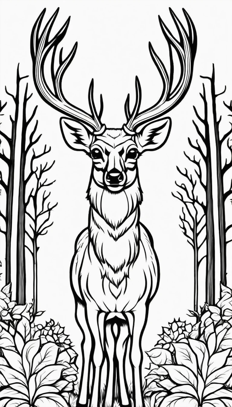 A deer,cartoon, ,Coloring Book, ColoringBookAF,