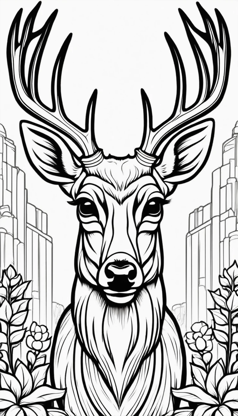 A deer,cartoon, ,Coloring Book, ColoringBookAF,