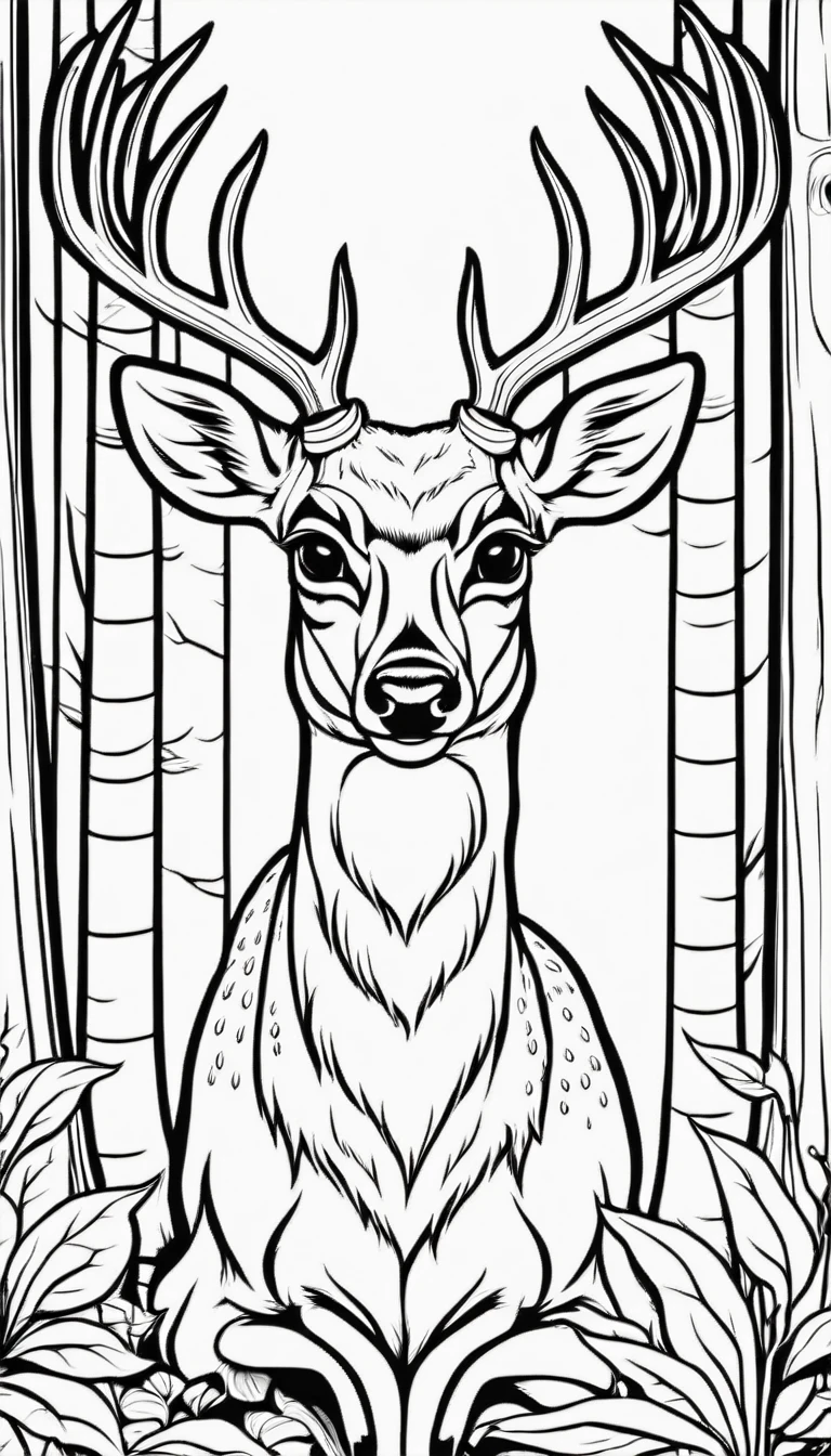 A deer,cartoon, ,Coloring Book, ColoringBookAF,