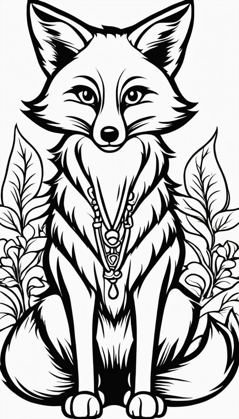 A fox,cartoon, ,Coloring Book, ColoringBookAF,
