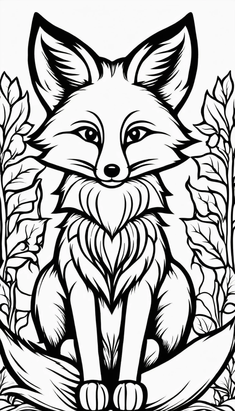 A fox,cartoon, ,Coloring Book, ColoringBookAF,
