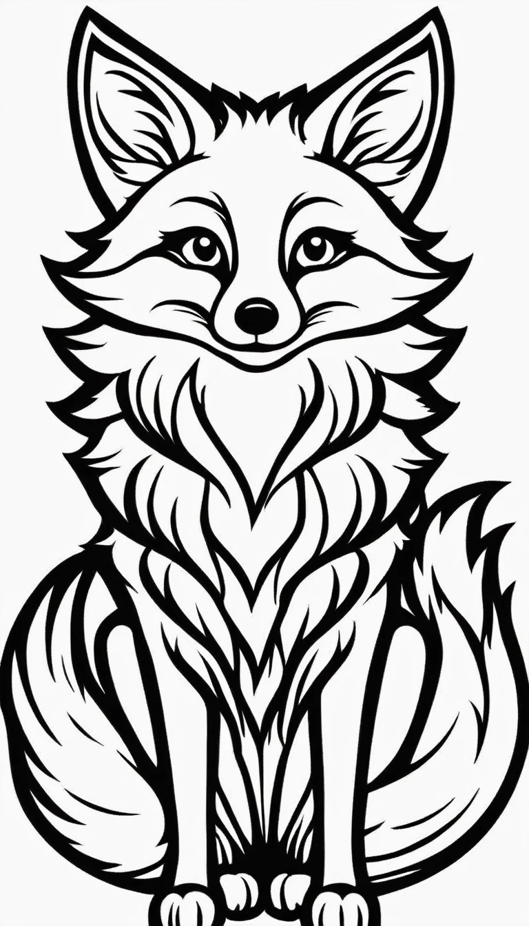 A fox,cartoon, ,Coloring Book, ColoringBookAF,