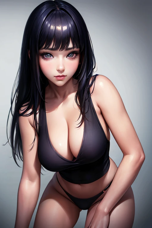 (masterpiece, high quality, lifelike, Ultra realistic, Remarkably high quality, photorealistic:1.5), Anime Woman Hinata Hyuuga with long black hair wearing minimalist logo design bright colors, high quality, extreme quality, super detailed, Wide hips, Narrow waist, Close-up:0.6, Upper-body view, Looking at viewer, Large 36DD Breasts, Sexy, pretty
