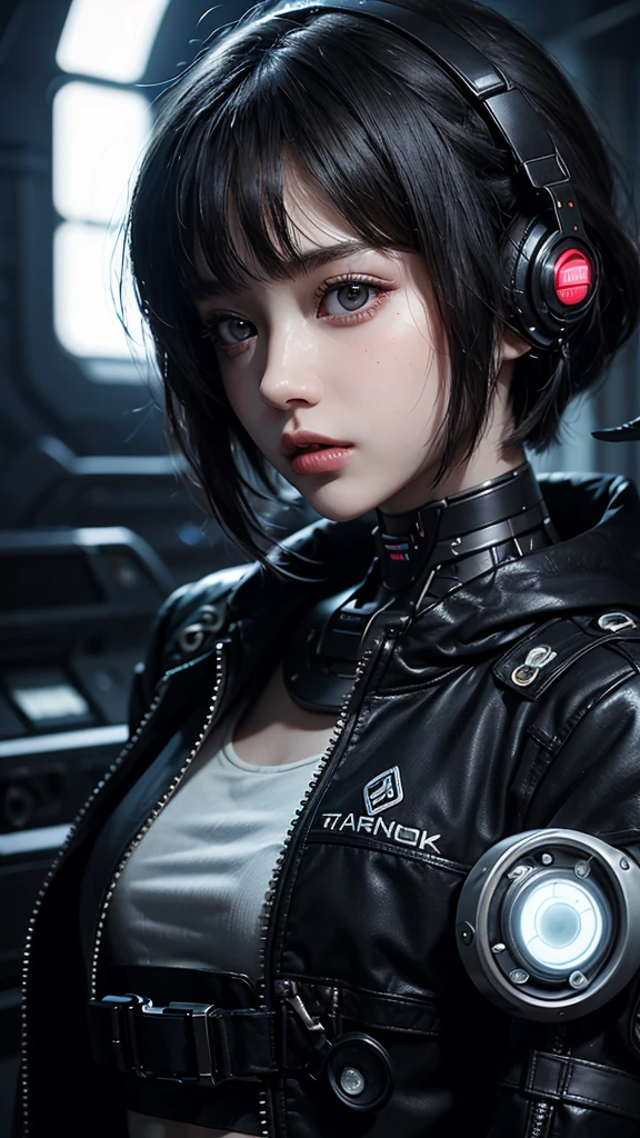 8K,beautiful,cyber punk,cyber punkな街並み,Charming girl at 18 years old,,Bobcut,Long Shot,whole body,Composition from afar