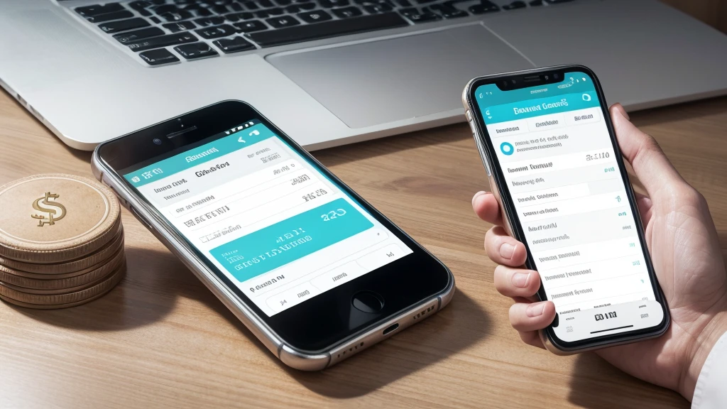 smartphone: Centered on image, with the screen visible, displaying an online finance or shopping app.
application screen: Showing a savings or finance management app, with expense graphs, account balance, etc.
money: Some banknotes and coins around the smartphone to represent finance.
economy: Symbols or icons that represent savings, like a piggy bank or a growth chart.
Shopping online: Shopping Cart Icons, a digital receipt being shown on the smartphone screen.
receipts: Some paper receipts around the smartphone, talvez um ou dois partially visible.
credit cards: One or two credit cards next to the smartphone.
Savings: Elements that suggest economics and financial planning, like a notebook with notes or graphs.
fund: Use a light, neutral background, like a wooden table or a white surface.
Posição do smartphone: Place the smartphone in the center of the image, tilted up a little so the screen is visible.
Tela do smartphone: The screen should show a finance app with colorful graphics, account balance e ícones de despesas.
money: Place some bills and coins around your smartphone, dispersed naturally.
credit cards: Place one or two credit cards close to your smartphone.
receipts: Add some paper receipts in the background, partially visible.
Ícones de Shopping online: Include a small shopping cart icon on the app screen.
Elementos de economy: Place a piggy bank or growth chart next to your smartphone, suggesting savings and planning.
