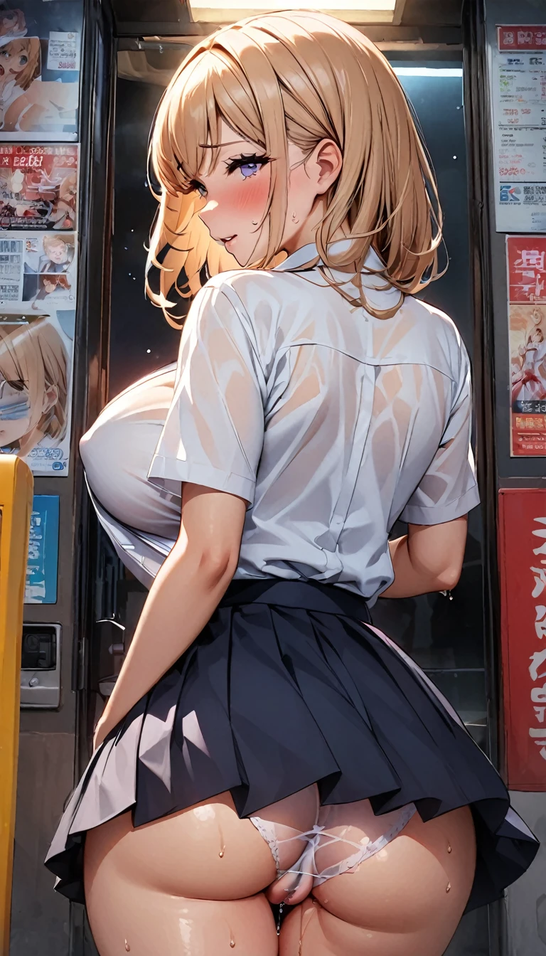 Shooting from behind、Back position、Cinema Lighting、Highest quality、Photo taken from outside a public telephone、Girl in a public phone、Huge breasts、(Kitagawa.Marine、)See-through panties、high school girl、Stick your ass out、orgasm、Torn 、Sweaty、Sweat、Sex、(Inserting the penis into the vagina)、、ペニスを膣にput in、put in、Browsing Caution、Shooting from behind