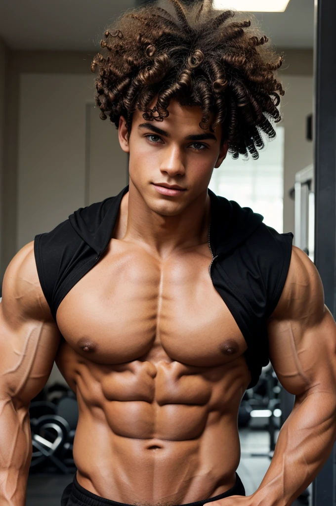 A body builder boy with Curly hair