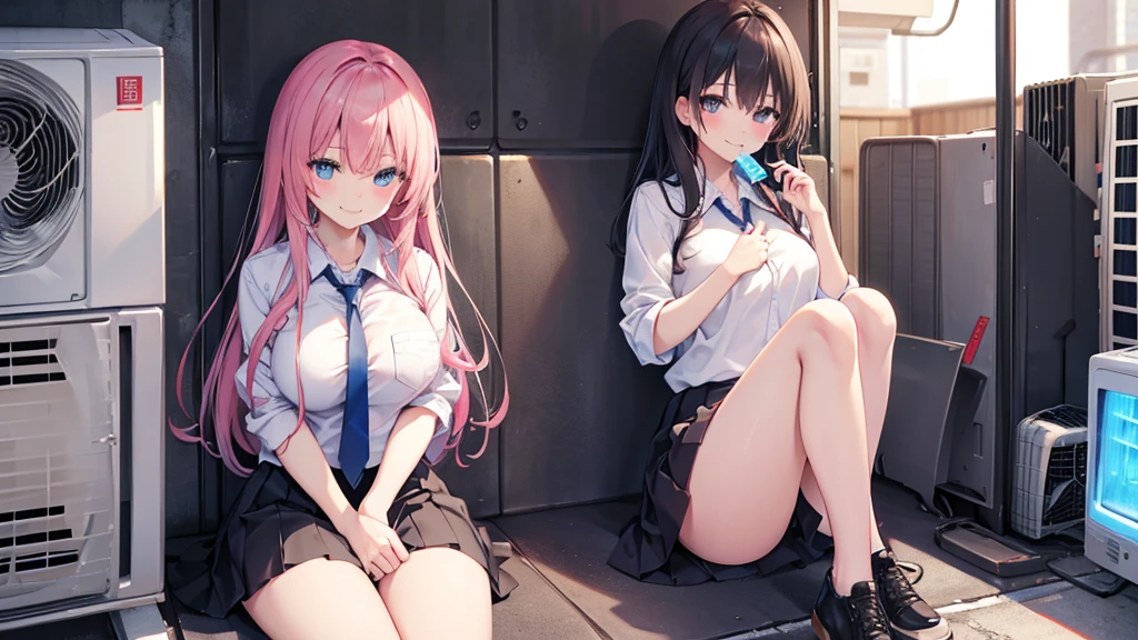 Hold a  in your mouth、A defiant smile、Lifting her skirt, a dark alley、Sit on the air conditioner's outdoor unit、((masterpiece)), Confused, ((Lily_Pokemon)), She is sadistic、Aqua Eye, blonde,ponytail、Beautiful white skin、White ribbon, White Sailor Suit、、White pleated skirt , Sleeveless, ((Charm))、Open your lips、 Grinning smile、Perfect proportions、(((Kickboxing)))、((In her room))、((kick the ))、(彼女は男をKick)、(((mixed wrestling))), (((She is hitting her knee))), ((One boy)), (Collapsed Man)、(()), ((())), (( on feet)),  comes out of the , ( on her leg), Kick、Raise your knees、((Kick ))、