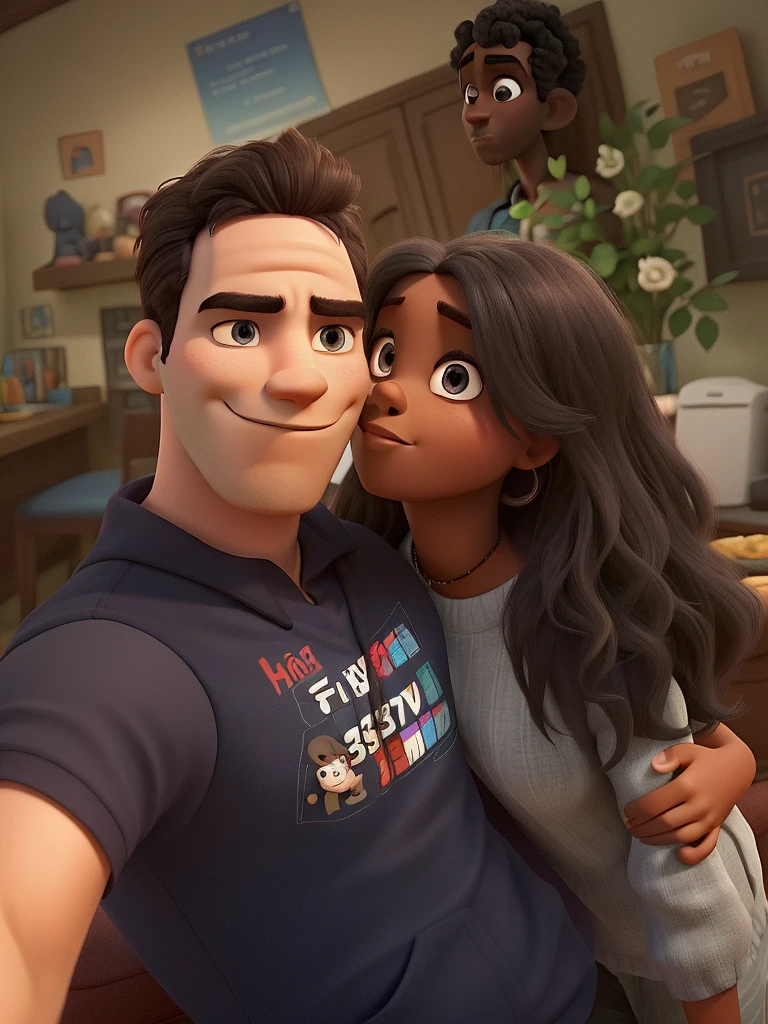 Couple (dark man and white woman) not Disney Pixar style, high qualiy, best qualityer.