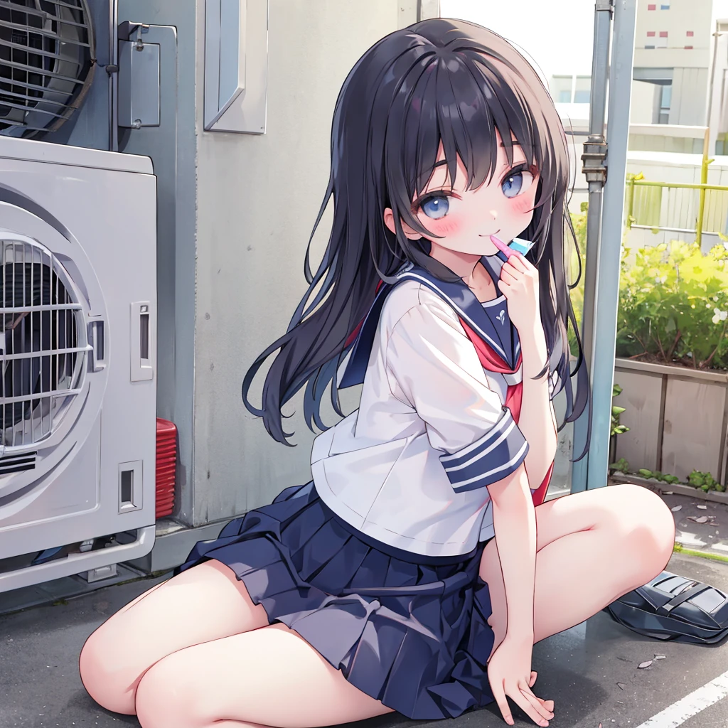 Girls who leak pee during gym class、White T-shirt、Blue modern gym uniform、Japanese black hair 、Peeing、Urinating、Urine、Pee、Lori