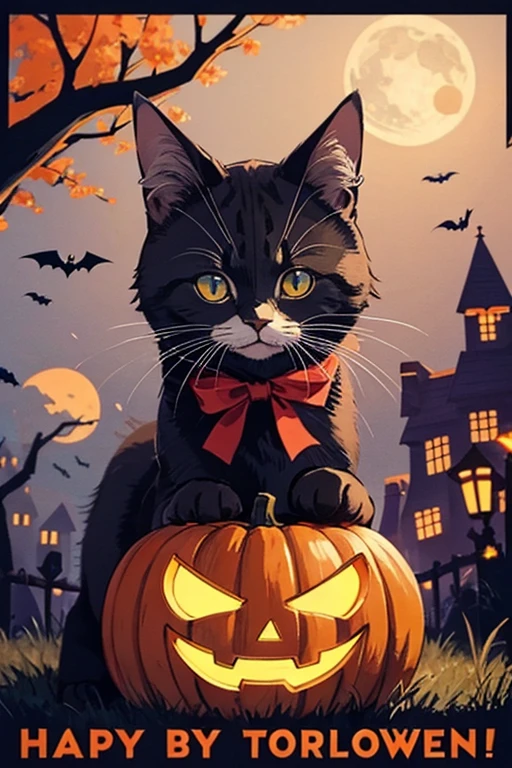 Poster illustrations, cat characters, Halloween, events,