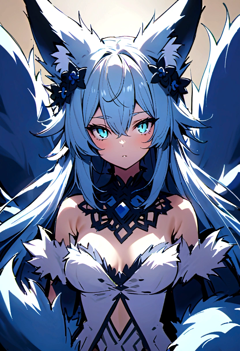 fox Light blue hair beast girl indigo fur fox beast girl