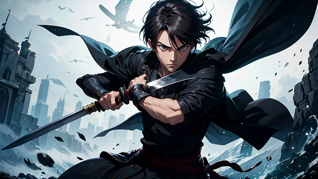 The reclusive young swordsman，Two swords，powerful