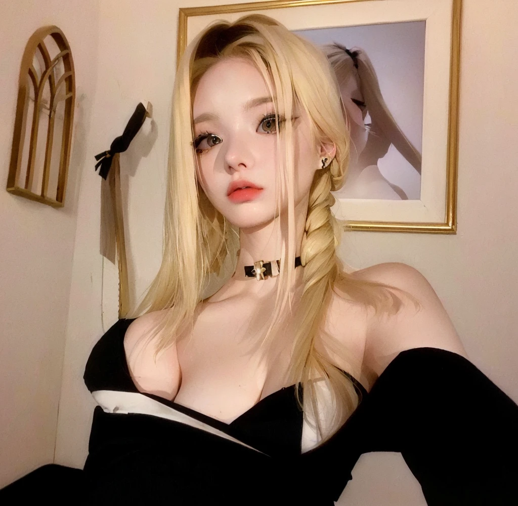 blond woman with a knife in her hand posing for a picture, portrait of kim petras, 2 4 year old female model, pale fair skin!!, blonde goddess, 2 , 18 years old, with black pigtails, 3/4 bust, with pale skin, 21 years old, she looks like a mix of grimes, sexy gaze