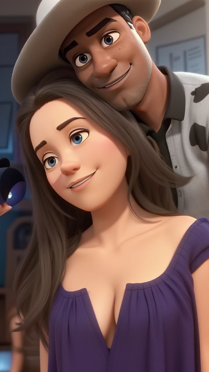 Couple (dark man and white woman) not Disney Pixar style, high qualiy, best qualityer.