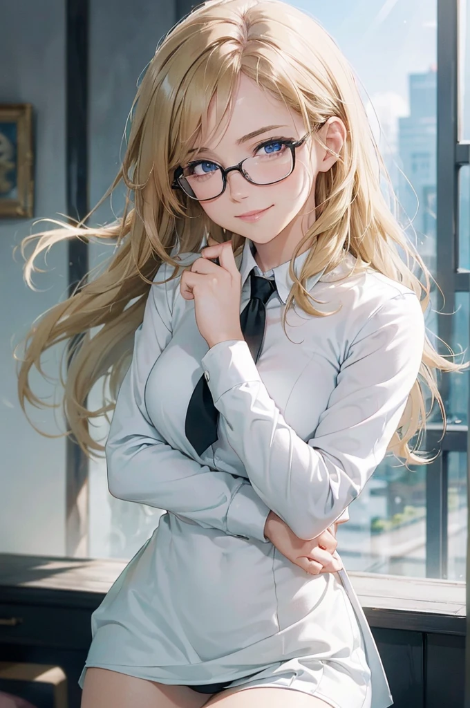 masterpiece, 最high quality, high quality, High resolution, high quality texture, high quality shadows, High resolution, Beautiful details, Detailed CG, Detailed Texture, Realistic representation of face, Realistic, colorful, delicate, Cinematic Light, Side light, Lens flare, Ray Tracing, sharp concentrated, (1 Girl,concentrated:1.3), ( Intricate details, compensate, PureErosFaceV1:0.5), (細部まで美しいdelicateな顔, 緻密で美しいdelicateな瞳, Perfect Facial Proportions, Dense skin, Optimal ratio of four fingers to one thumb, Arms under ?????, Modest ?????, Wide ????, Smooth upper abdomen, 30 years old,Blue Eyes,Glasses, Study,Office Lady, cabin attendant uniform,Glasses,White shirt, Black tight skirt,Black Stockings,machine,adultery,house wife,curvy,sweat,??????????,seductive gaze, the gaze of true love, lips of temptation, A look full of compassion ,a smile full of love, i love you, Acting lovey-dovey, air fortress hair, blonde hair